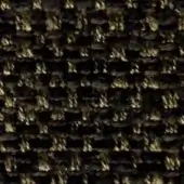 Dark charcoal tweed fabric texture with muted gold threads, dense irregular weave, visible knots, and a grid pattern; label reads "swan > fabric (h) > h 629."